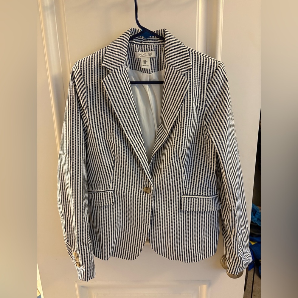 Rachel Zoe blue and white striped blazer